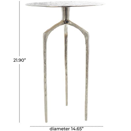 Silver Aluminum Geometric Slim Textured Accent Table